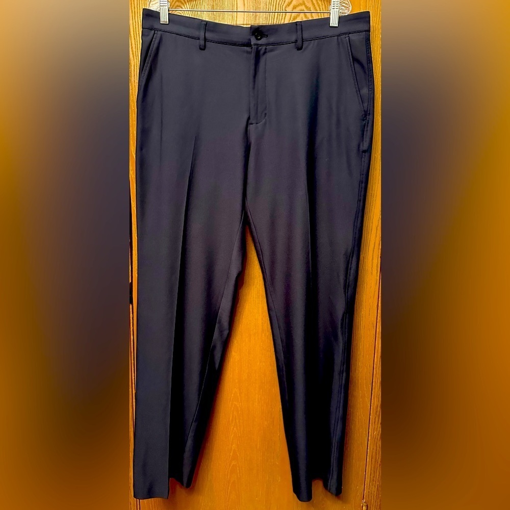 Dunning Mens 36x32 Everbest‎ Blue Golf Performance Straight Leg Flat Front Pants